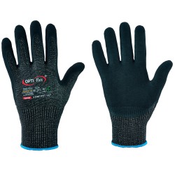 60 Paar Comfort Cut Opti Flex Handschuhe mit Schnittschutz, Touchscreen-Funktion, Nitril/PU, schwarz, Kat 2