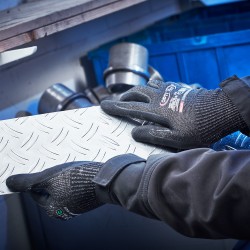 60 Paar Comfort Cut Opti Flex Handschuhe mit Schnittschutz, Touchscreen-Funktion, Nitril/PU, schwarz, Kat 2