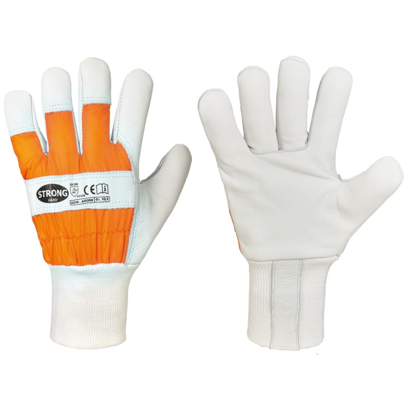 60 Paar AHORN STRONGHAND® Handschuhe aus Rind-Vollleder in natur-orange, CAT 2, robust und hochwertig