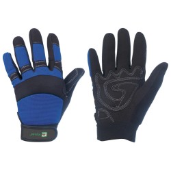 60 Paar MASTER ELYSEE Kunstlederhandschuhe, elastisch, blau/schwarz, Kategorie 2