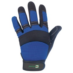 60 Paar MASTER ELYSEE Kunstlederhandschuhe, elastisch, blau/schwarz, Kategorie 2