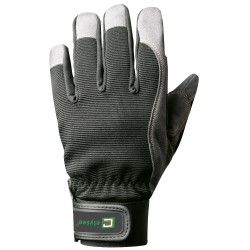 60 Paar Rigger Elysee Handschuhe aus Kunstleder und Elasthan, schwarz-grau, Kategorie 2