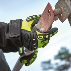 60 Paar ELYSEE® Schutz-Handschuhe, Nitril beschichtet, gelb mit Protektoren und Crotch Verstärkung, schwarz, Level B,