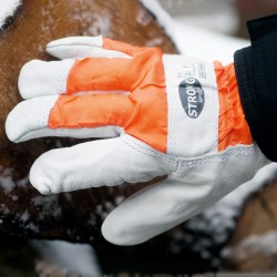 60 Paar AHORN STRONGHAND® Handschuhe aus Rind-Vollleder in natur-orange, CAT 2, robust und hochwertig