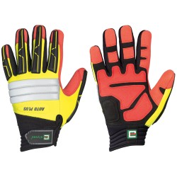 72 Paar SLATER ELYSEE Handschuhe aus Kunstleder und Elastan in gelb, schwarz und rot, Kategorie 2
