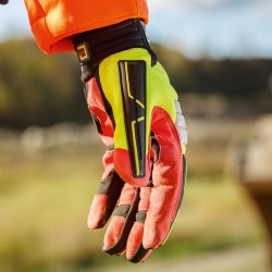 72 Paar SLATER ELYSEE Handschuhe aus Kunstleder und Elastan in gelb, schwarz und rot, Kategorie 2