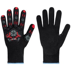60 Paar XTREME IMPACT OPTI FLEX® Handschuhe, nitrilbeschichtet, schwarz/rot, mit Protektoren und Verstärkung, Level F