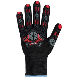 60 Paar XTREME IMPACT OPTI FLEX® Handschuhe, nitrilbeschichtet, schwarz/rot, mit Protektoren und Verstärkung, Level F