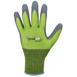 120 Paar Gardenflex Goodjob Handschuhe aus Polyester mit Latexbeschichtung in Grün/Grau, Kategorie 1