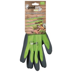 120 Paar Gardenflex Goodjob Handschuhe aus Polyester mit Latexbeschichtung in Grün/Grau, Kategorie 1
