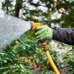120 Paar Gardenflex Goodjob Handschuhe aus Polyester mit Latexbeschichtung in Grün/Grau, Kategorie 1