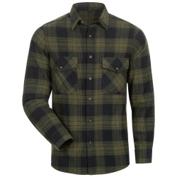 1 Hemd CRAFTLAND® Flanell kariert aus Webflanell in oliv/schwarz mit langen Ärmeln