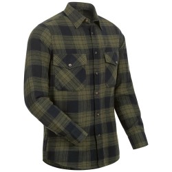 1 Hemd CRAFTLAND® Flanell kariert aus Webflanell in oliv/schwarz mit langen Ärmeln
