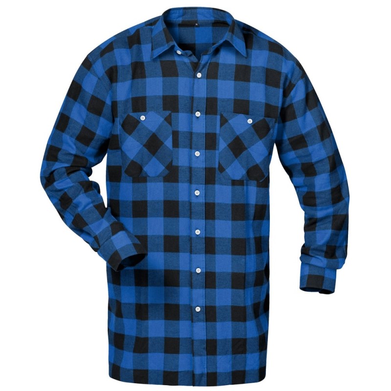 1 Hemd CRAFTLAND Flanellhemd 1/1 Arm Webflanell blau/schwarz kariert, 105 cm