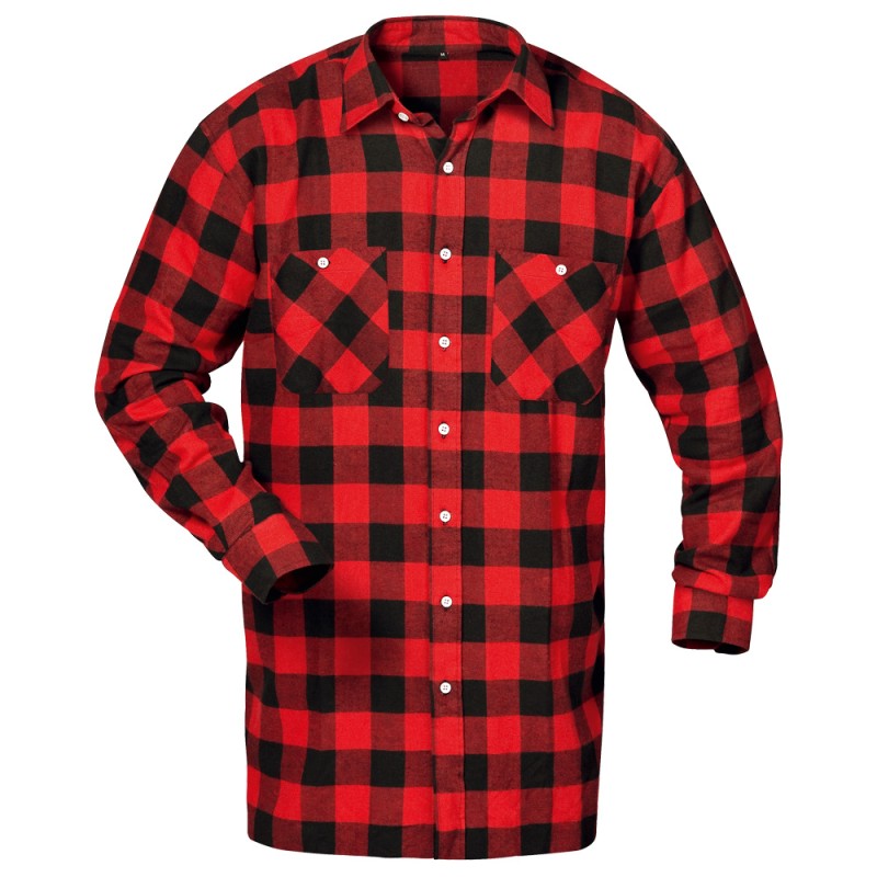 1 Hemd CRAFTLAND® Flanellhemd mit 1/1 Arm aus Webflanell in rot/schwarz kariert, 105 cm lang