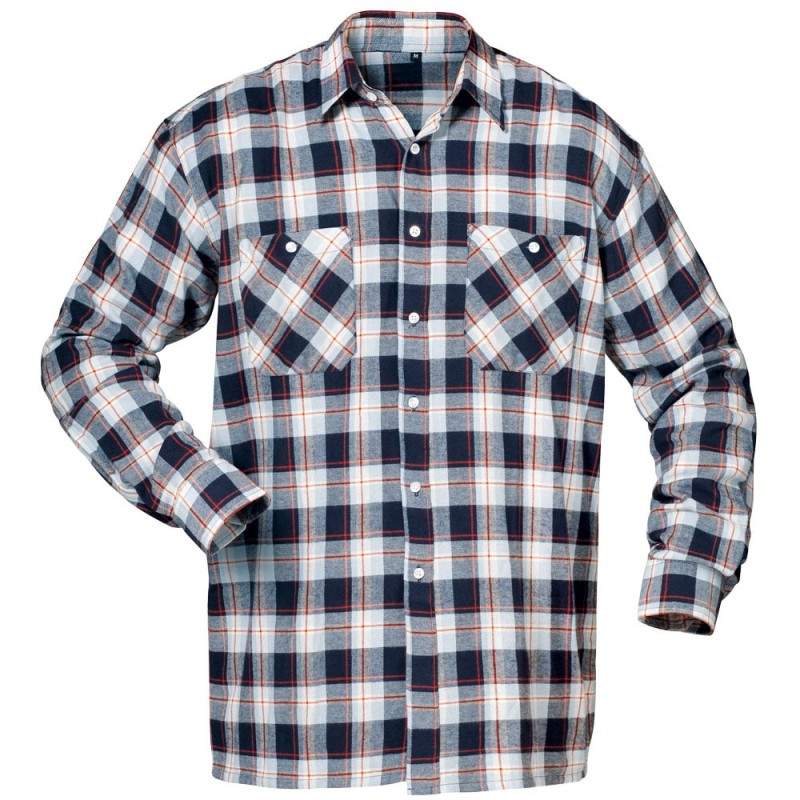 1 Hemd CRAFTLAND® Flanell kariert aus Webflanell in Marine/hellblau/rot, 1/1 Arm, 85 cm