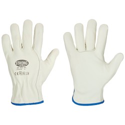 60 Paar Stronghand Rind-Nappa-Leder Handschuhe, grün/beige, Kategorie 2