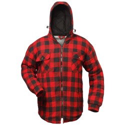 1 Hemd CRAFTLAND® Thermo mit Kapuze aus Webflanell in rot/schwarz kariert