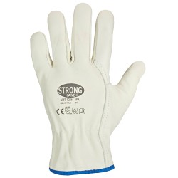 60 Paar Stronghand Rind-Nappa-Leder Handschuhe, grün/beige, Kategorie 2