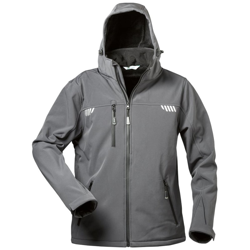 1 Stück Elysee Winter-Softshelljacke aus grauem Material mit schwarzem Design für optimalen Wetterschutz