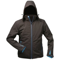 1 Stück ELYSEE Softshell-Jacke mit Kapuze, schwarz-blau, mit Thinsulate Wattierung