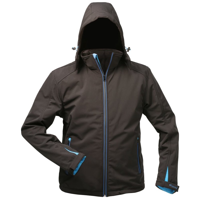 1 Stück ELYSEE Softshell-Jacke mit Kapuze, schwarz-blau, mit Thinsulate Wattierung