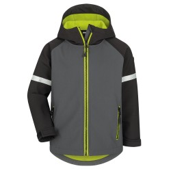 1 Stück CRAFTLAND Softshelljacke für Kinder aus grauem, schwarzem und neongrünem Material