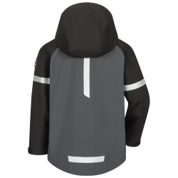 1 Stück CRAFTLAND Softshelljacke für Kinder aus grauem, schwarzem und neongrünem Material