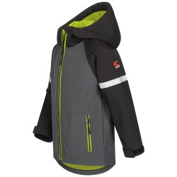 1 Stück CRAFTLAND Softshelljacke für Kinder aus grauem, schwarzem und neongrünem Material