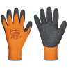120 Paar GOODJOB® ECO Winterhandschuhe aus Polyester mit Schrumpf-Latex in Orange/Schwarz, Kategorie 2