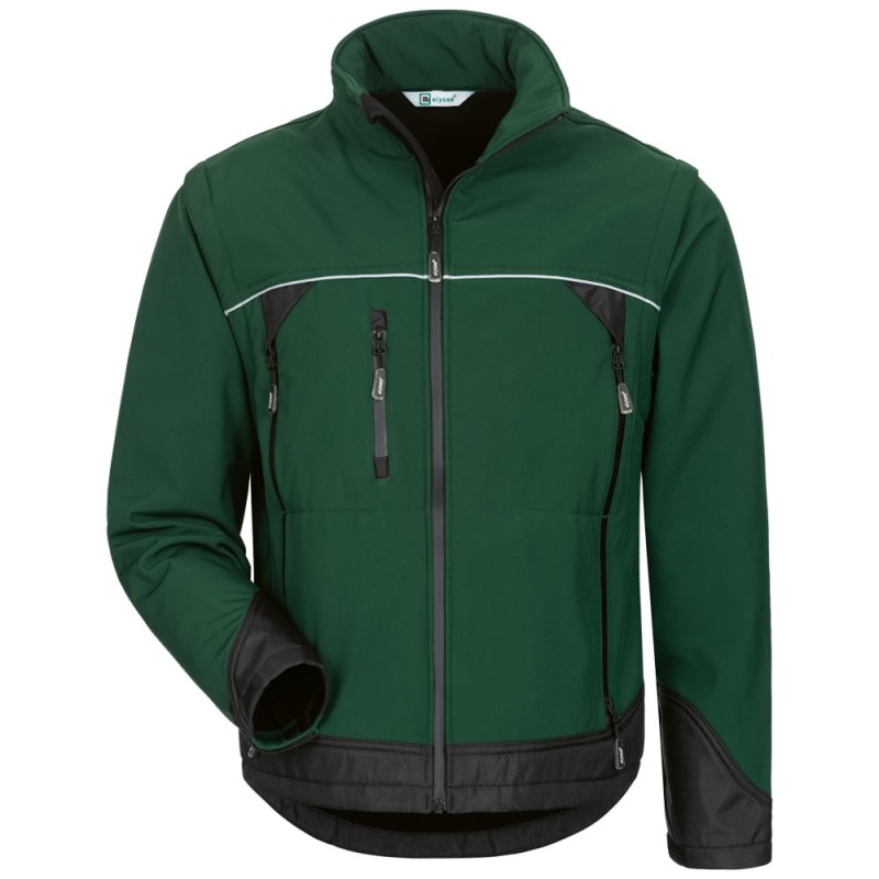 1 Stück ELYSEE Softshell-Jacke mit abnehmbaren Ärmeln aus strapazierfähigem Material in Grün/Schwarz