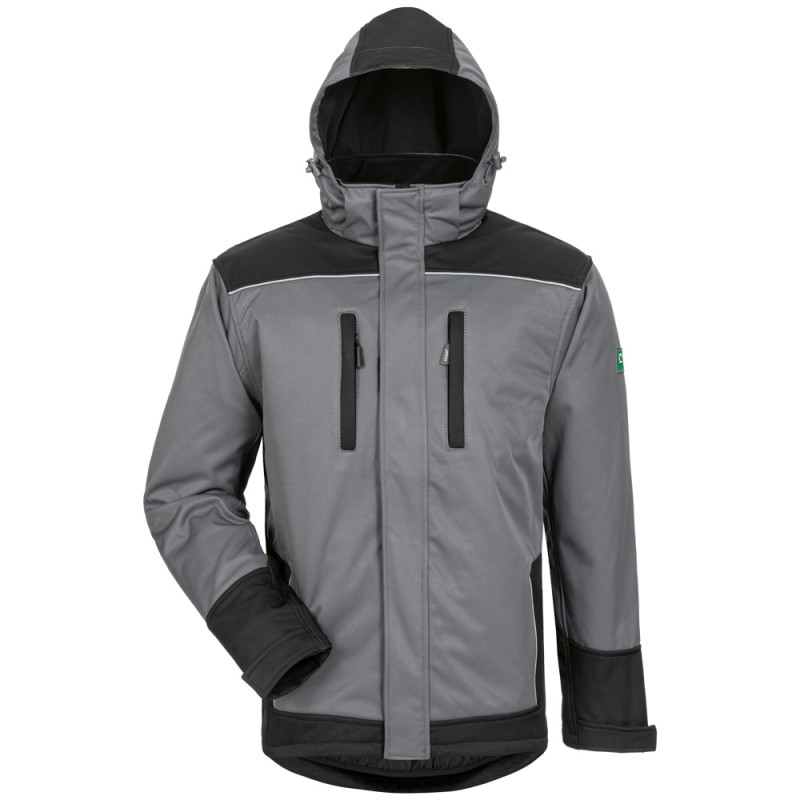 1 Stück ELYSEE Winter-Softshelljacke mit Kapuze in Grau/Schwarz aus hochwertigem, wasserabweisendem Material