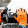 120 Paar GOODJOB® ECO Winterhandschuhe aus Polyester mit Schrumpf-Latex in Orange/Schwarz, Kategorie 2