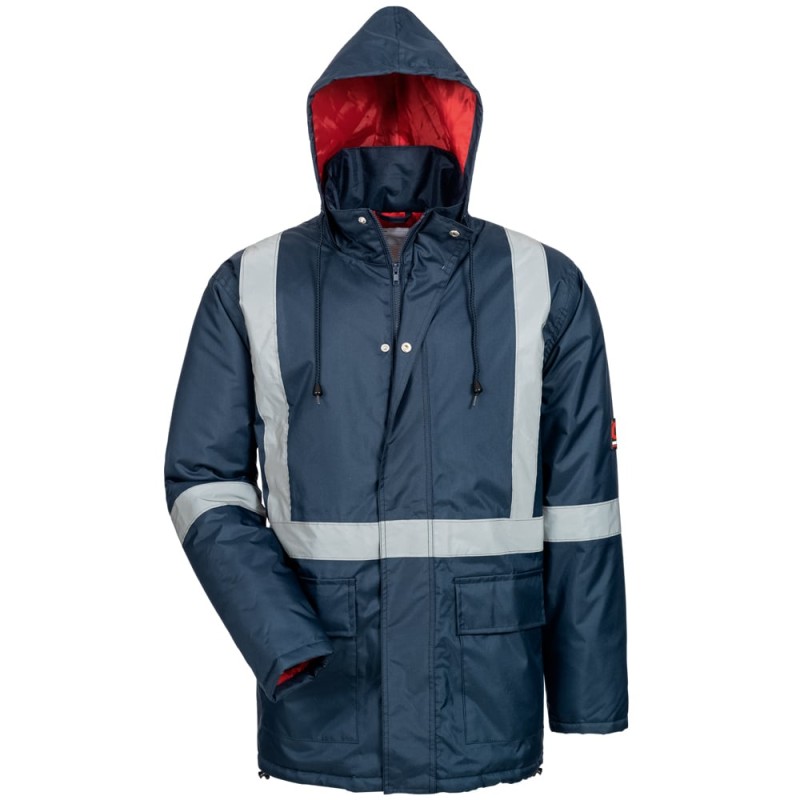 1 Parka von CRAFTLAND® aus wasserabweisendem Material in Marine und Rot mit Reflexstreifen