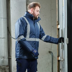 1 Parka von CRAFTLAND® aus wasserabweisendem Material in Marine und Rot mit Reflexstreifen