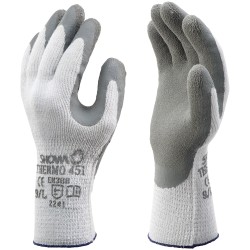 120 Paar SHOWA 451 Strickhandschuhe aus Polyacryl-BW-PE mit Latexbeschichtung in Grau, CAT 2