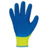 60 Paar HARRER STRONGHAND® Handschuhe aus Polyester mit Latexbeschichtung in Gelb und Blau, Kat 2