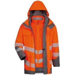 1 Stück ELYSEE Warnschutz Parka EN ISO 20471, orange/grau, für optimale Sichtbarkeit und Sicherheit bei der Arbeit